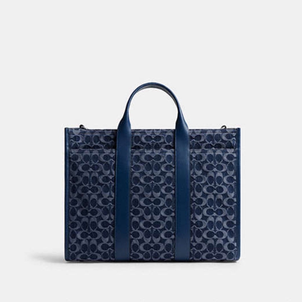 Wesley Tote In Signature Denim - Picture 2 of 11